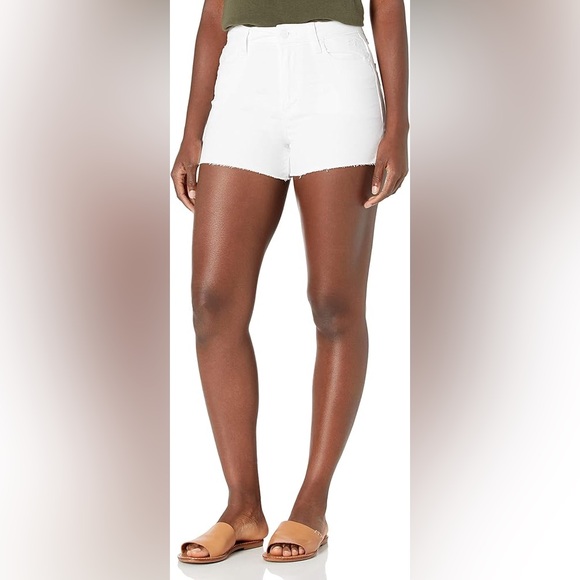 Women's PAIGE Margot Mid Thigh Denim Short Raw Hem Crisp White Size 34 NWT - Picture 7 of 17